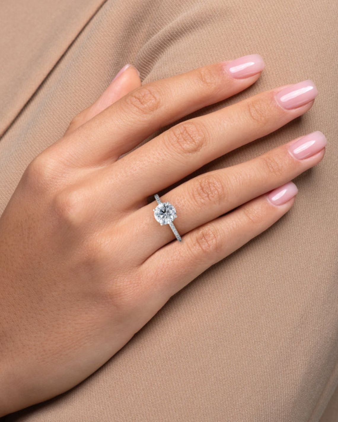 2.0 - 4.0 CT Round Cut Lab Grown Diamond Pave Engagement Ring