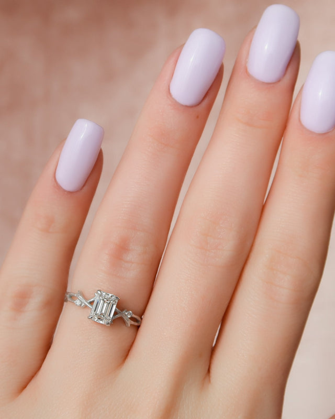 1.0 - 3.0 CT Emerald Cut Lab Grown Diamond Twig Setting Engagement Ring