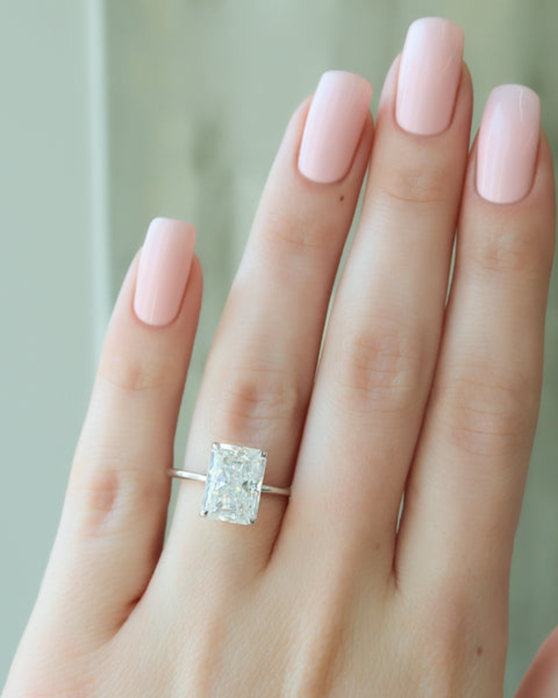 Radiant cut CVD diamond solitaire engagement ring in white gold setting