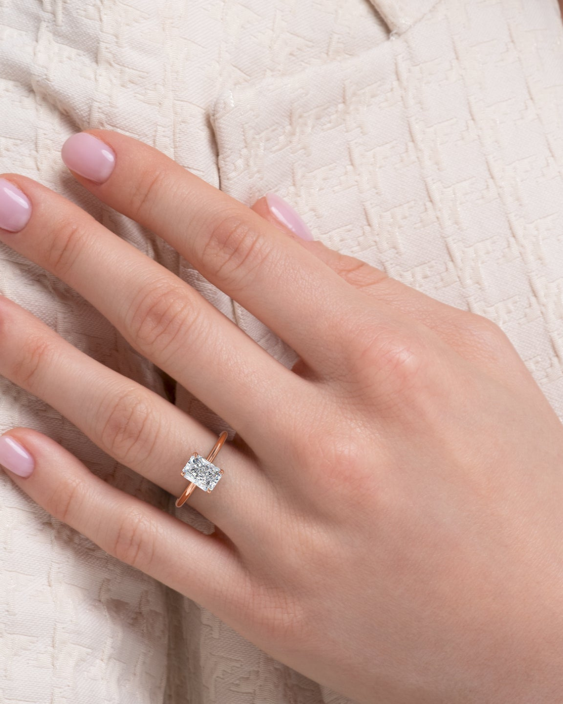 2.0 - 4.0  CT Radiant Cut  Lab Grown Diamond Hidden Halo Engagement Ring