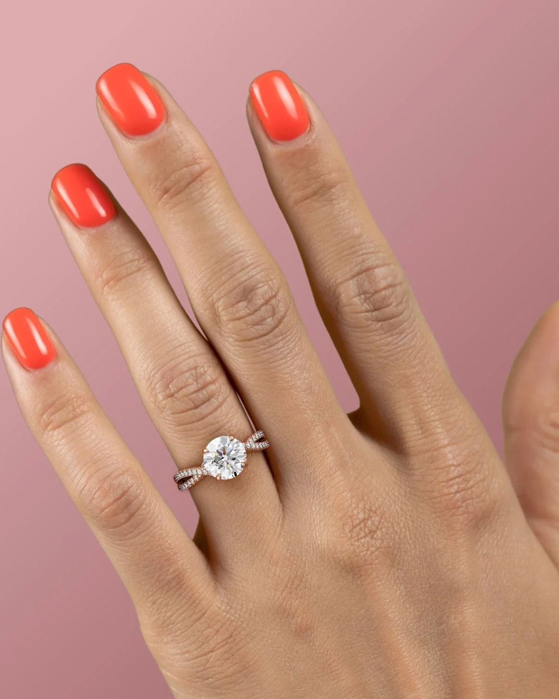 2.0 - 4.0 CT Round Cut CVD Diamond Twisted Engagement Ring