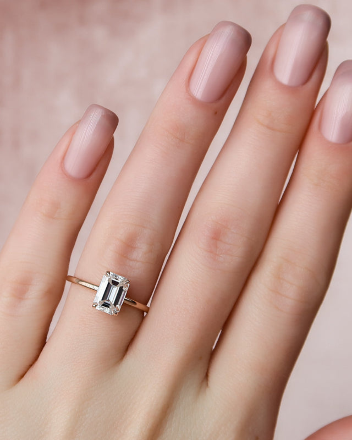 1.50 - 3.50 CT Emerald Cut Lab Grown Diamond Hidden Halo Engagement Ring