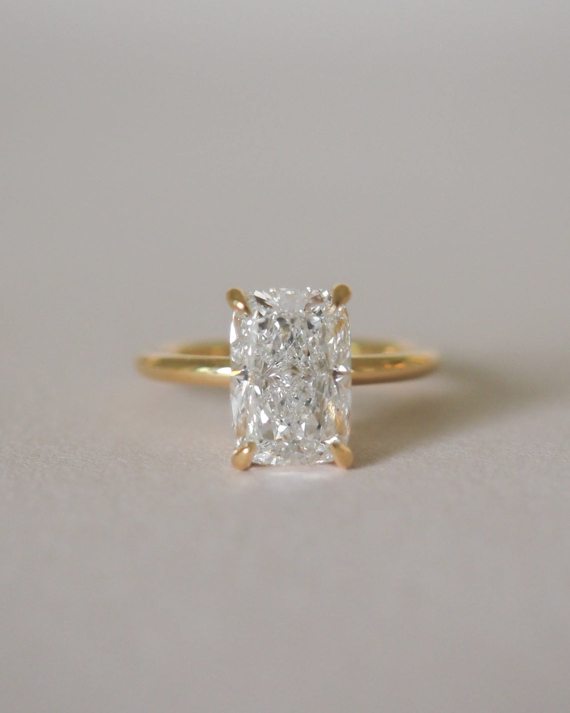 Cushion cut moissanite solitaire engagement ring in white gold setting, 1.0-3.0 CT