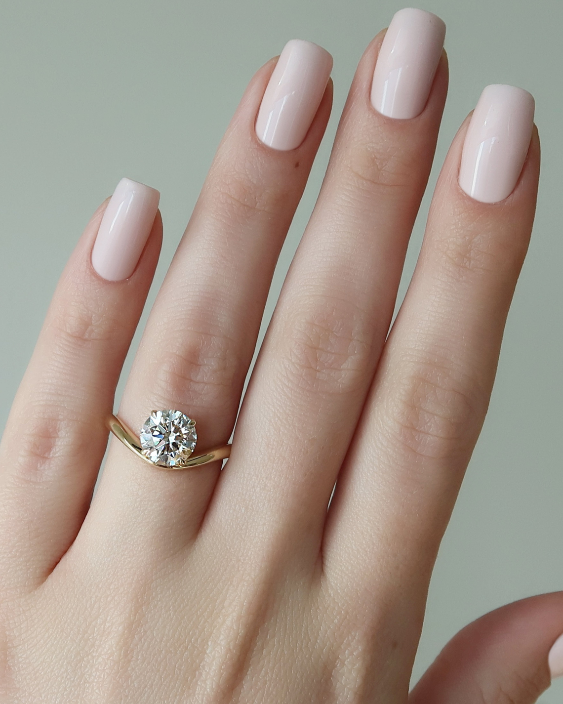 Round cut CVD diamond solitaire engagement ring in platinum setting