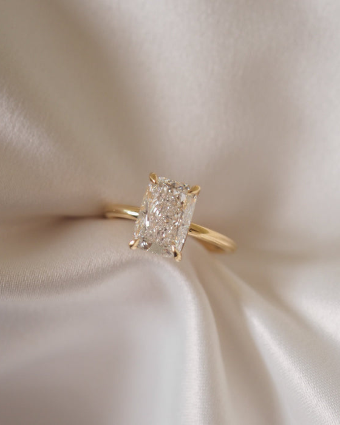 Cushion cut moissanite solitaire engagement ring in white gold setting, 1.0-3.0 CT