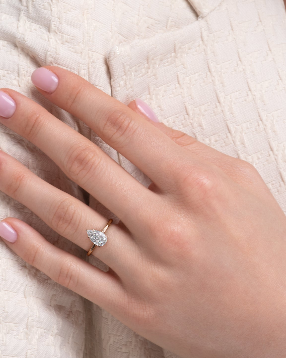 1.0 - 3.0 CT Pear Cut  Lab Grown Diamond Hidden Halo Engagement Ring