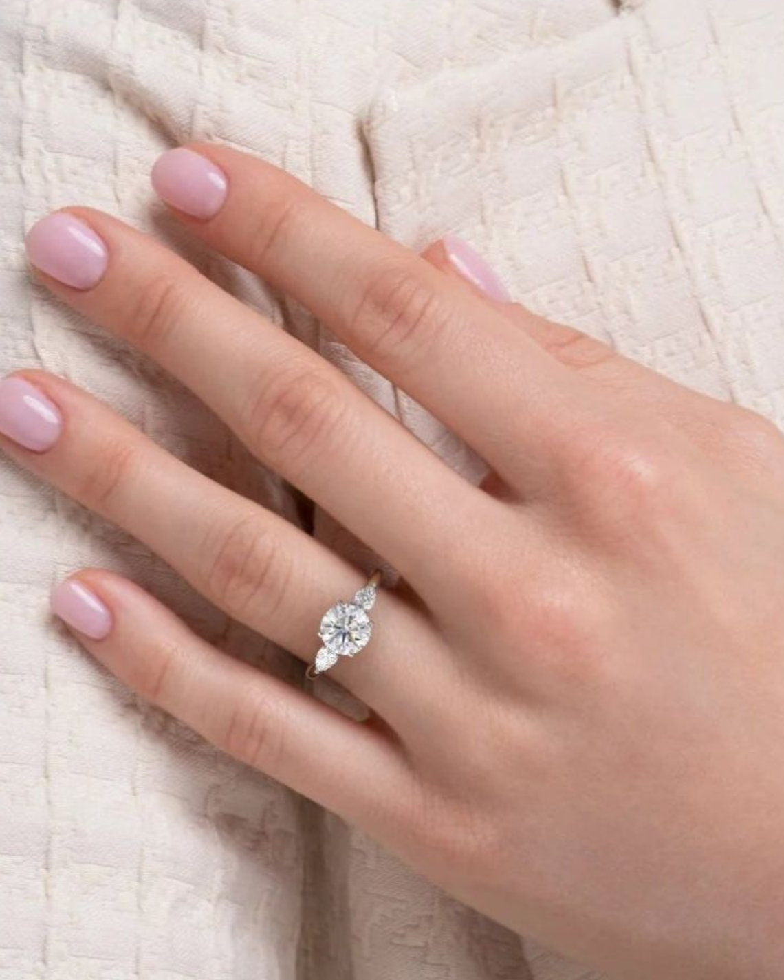 2.0  - 4.0 CT Round Cut  Lab Grown Diamond Three Stone Style Engagement Ring