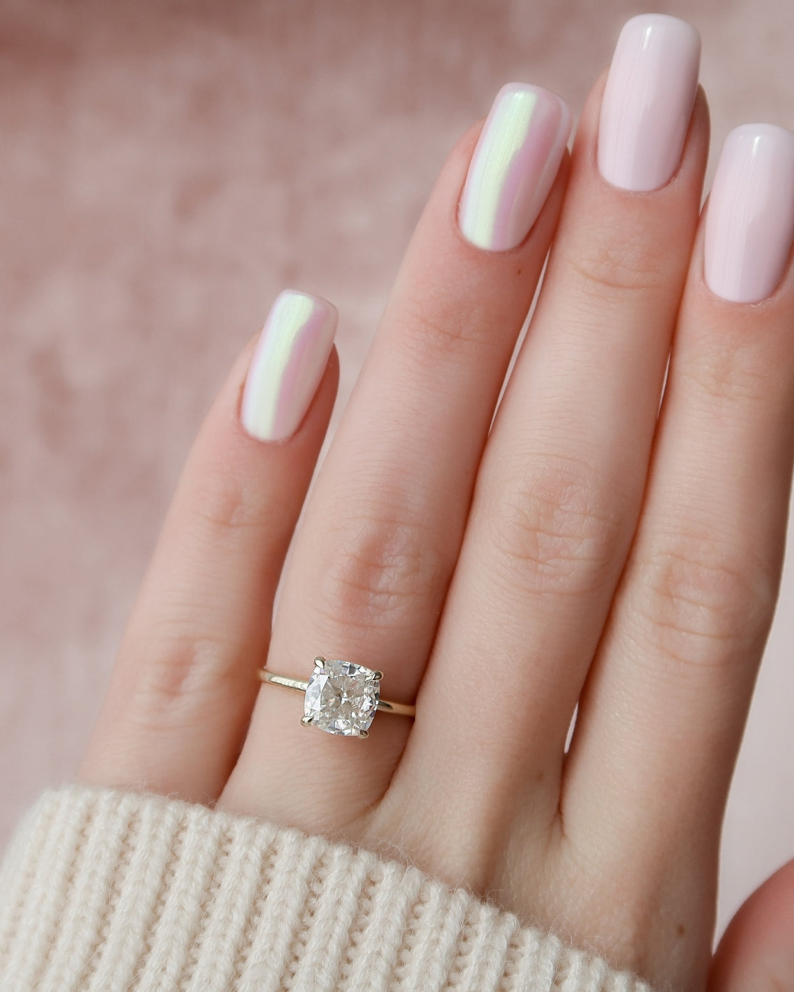 2.0 - 4.0 CT Cushion Cut  Lab Grown  Diamond Hidden Halo Engagement Ring