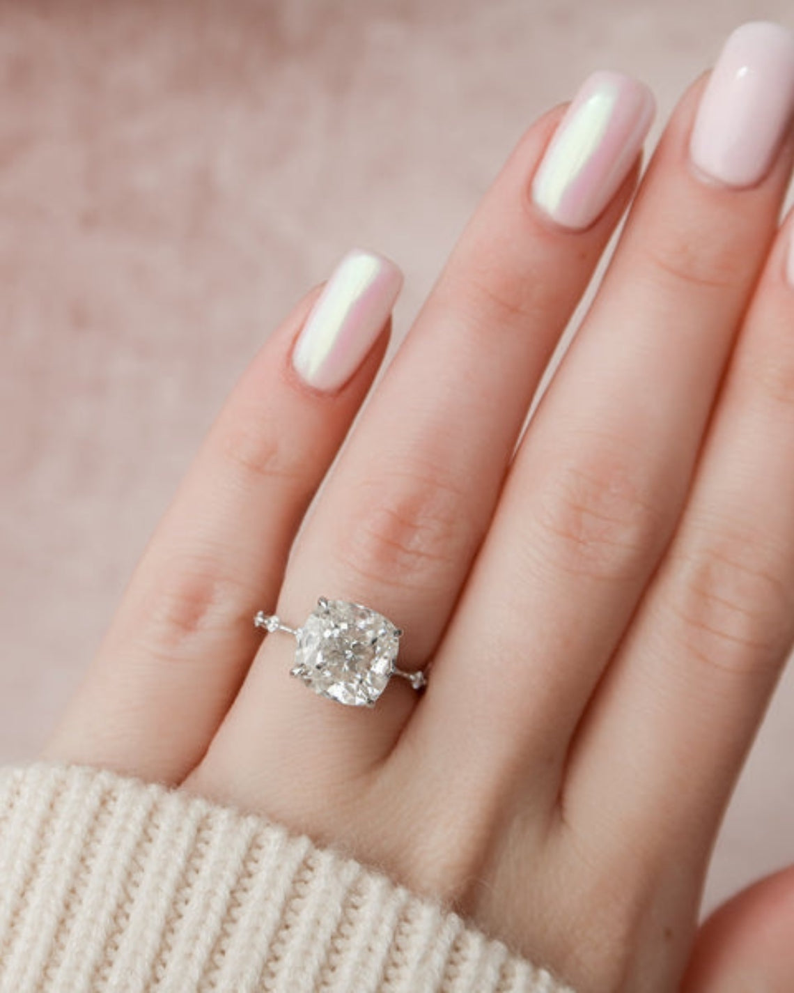 2.0 - 4.0 CT Cushion Cut Lab Grown Diamond Dainty Engagement Ring