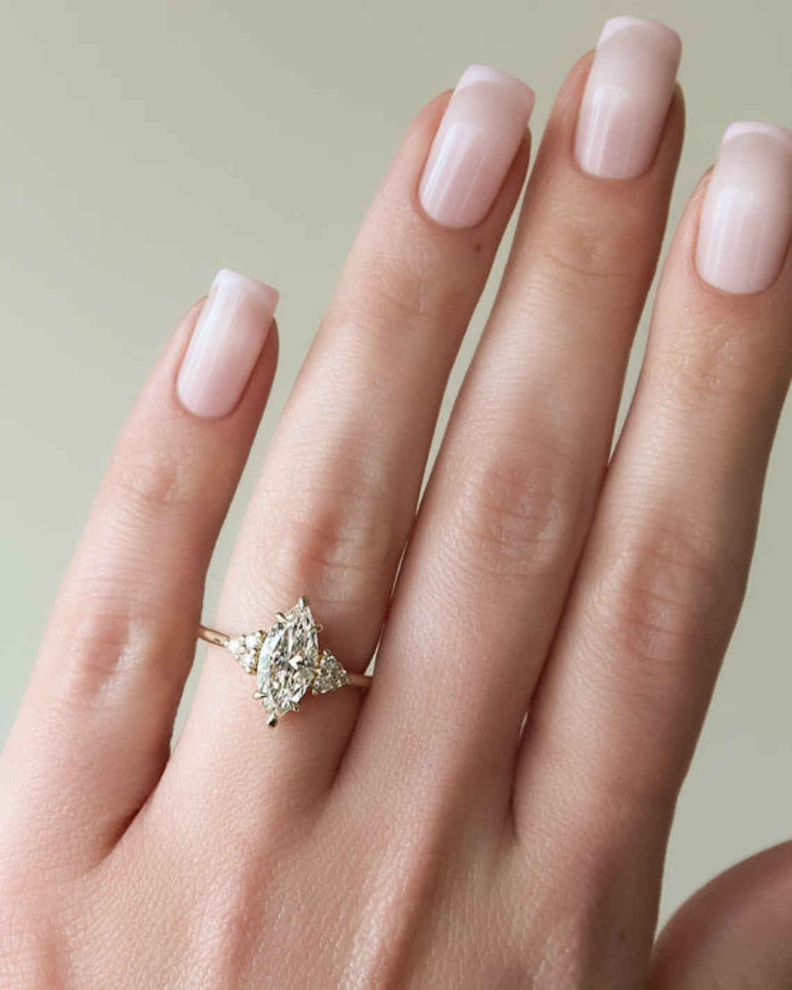 Marquise cut CVD diamond cluster engagement ring in white gold setting