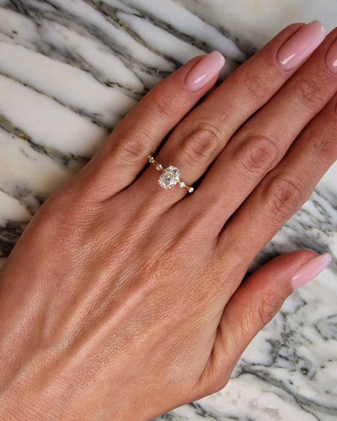 Oval Lab Grown Diamond Dainty Engagement Ring