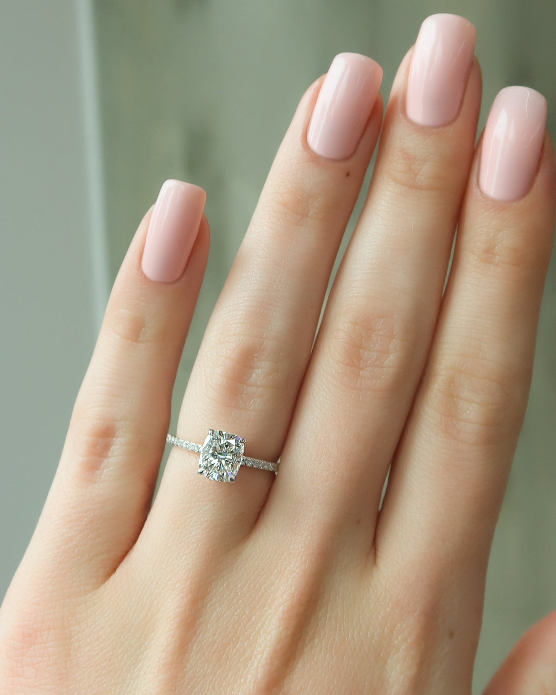 2.0 - 4.0 CT Elongated Cushion Cut Lab Grown Diamond Pave Engagement Ring