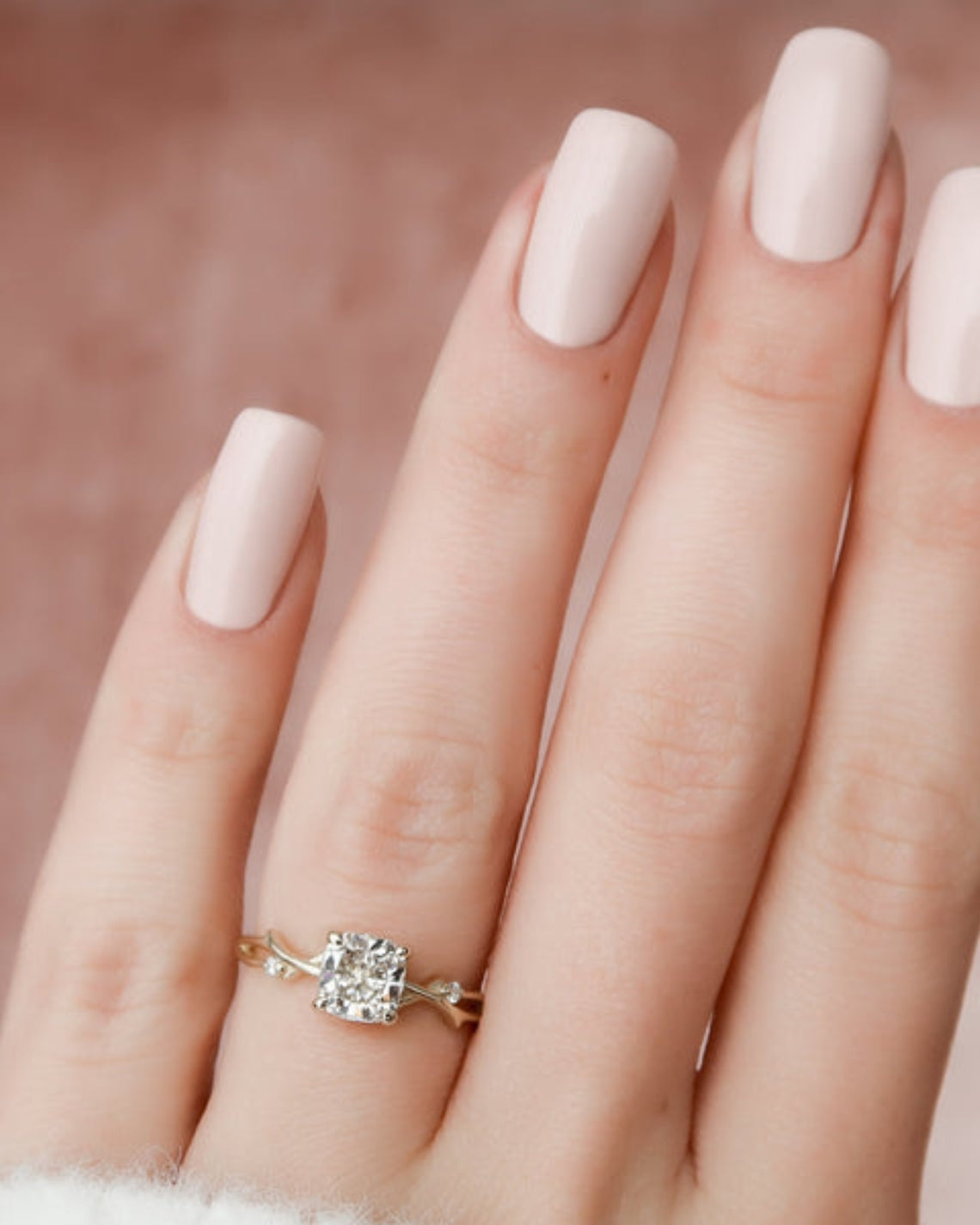 1.50 - 3.50 CT Cushion Cut Lab Grown Diamond twig Engagement Ring
