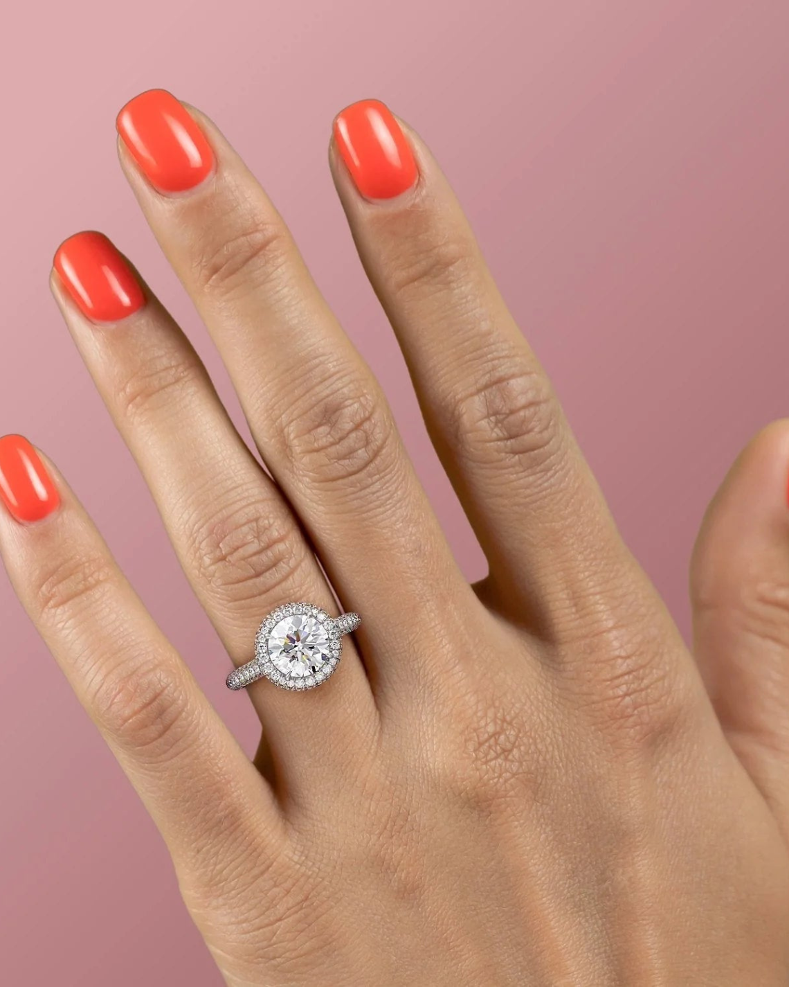 2.0 - 4.0 CT Round Cut Lab Grown Diamond Halo & Pave Engagement Ring