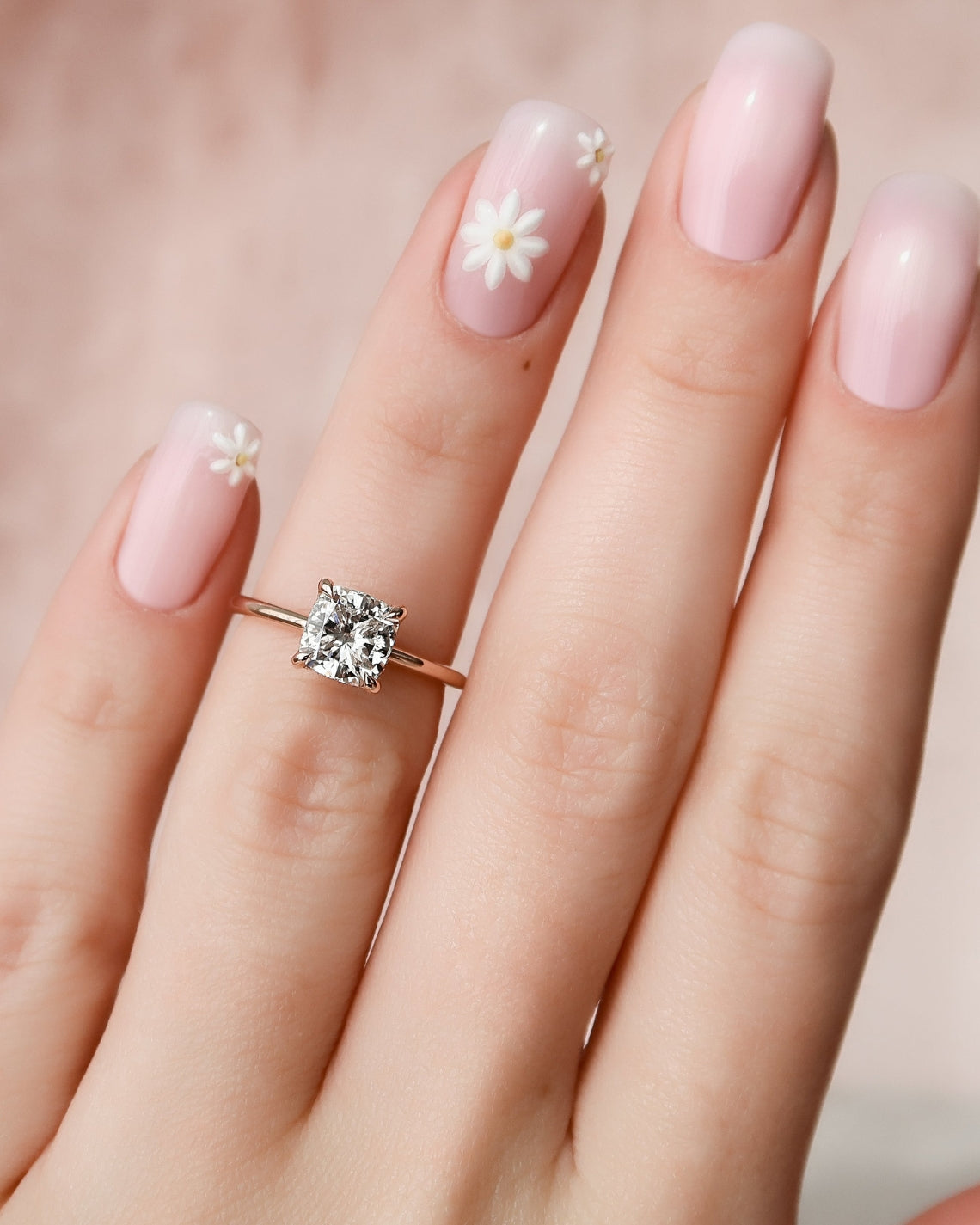 1.0 - 3.0 CT Cushion Cut Lab Grown Diamond Hidden Halo Engagement Ring