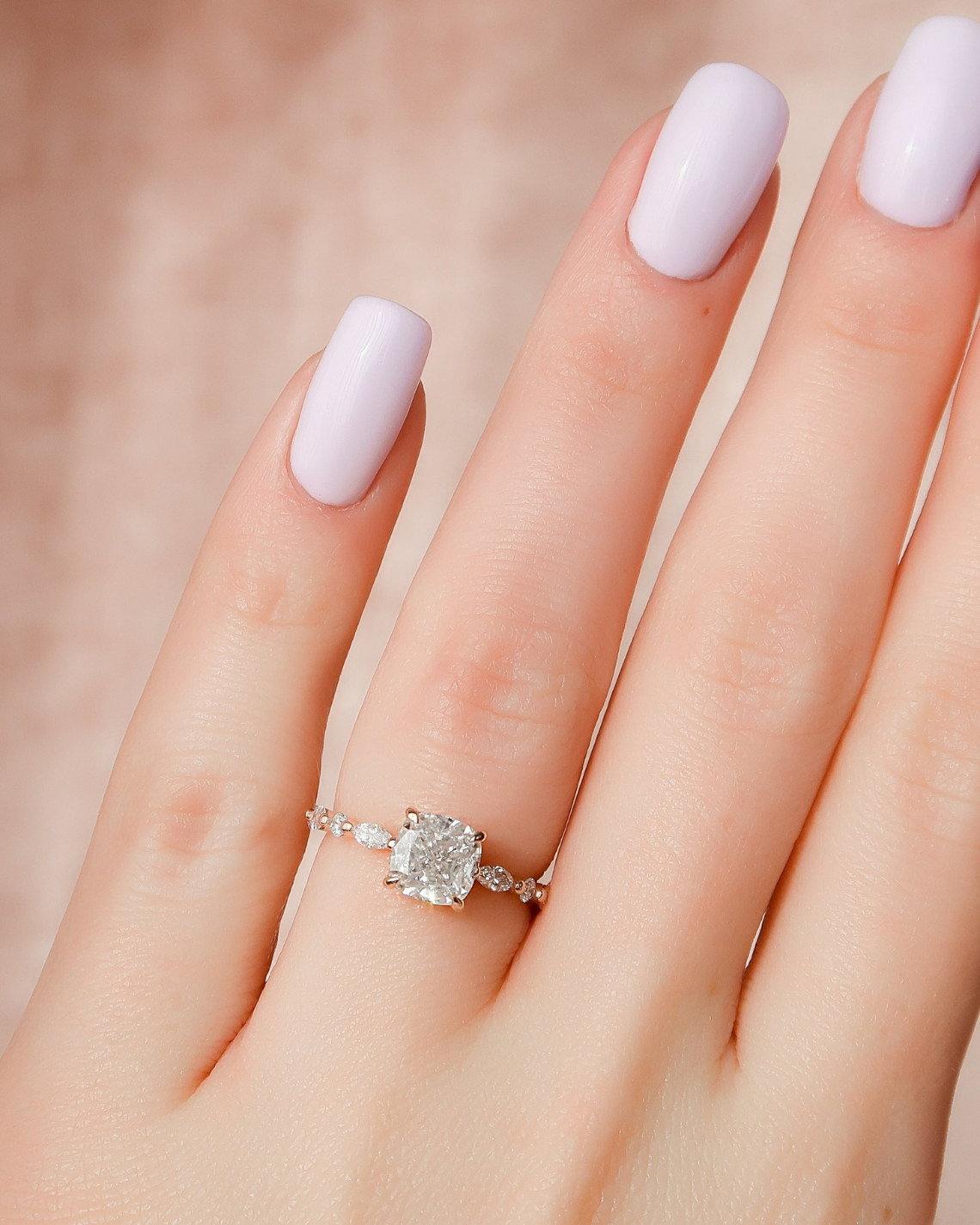 2.0 - 4.0 CT Cushion Cut Lab Grown Diamond Hidden Halo & Pave Engagement Ring