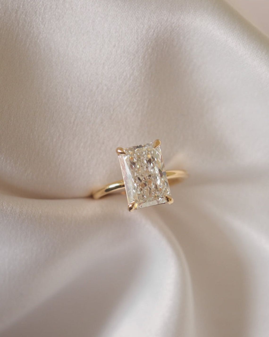 Radiant cut moissanite solitaire engagement ring in platinum setting, 2.0-4.0 CT