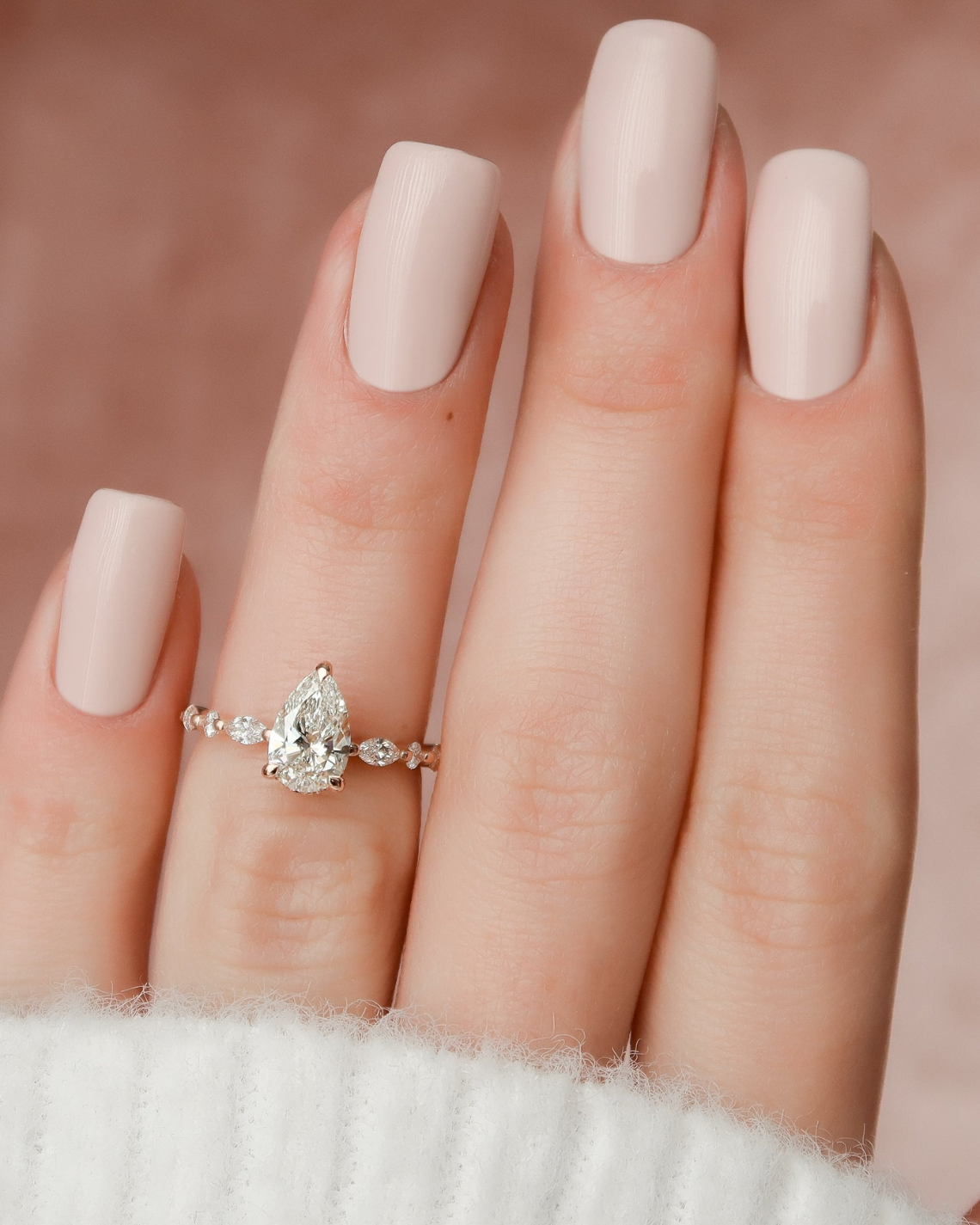 1.50 - 3.50 CT Pear Cut Lab Grown Diamond Hidden Halo & Pave Engagement Ring