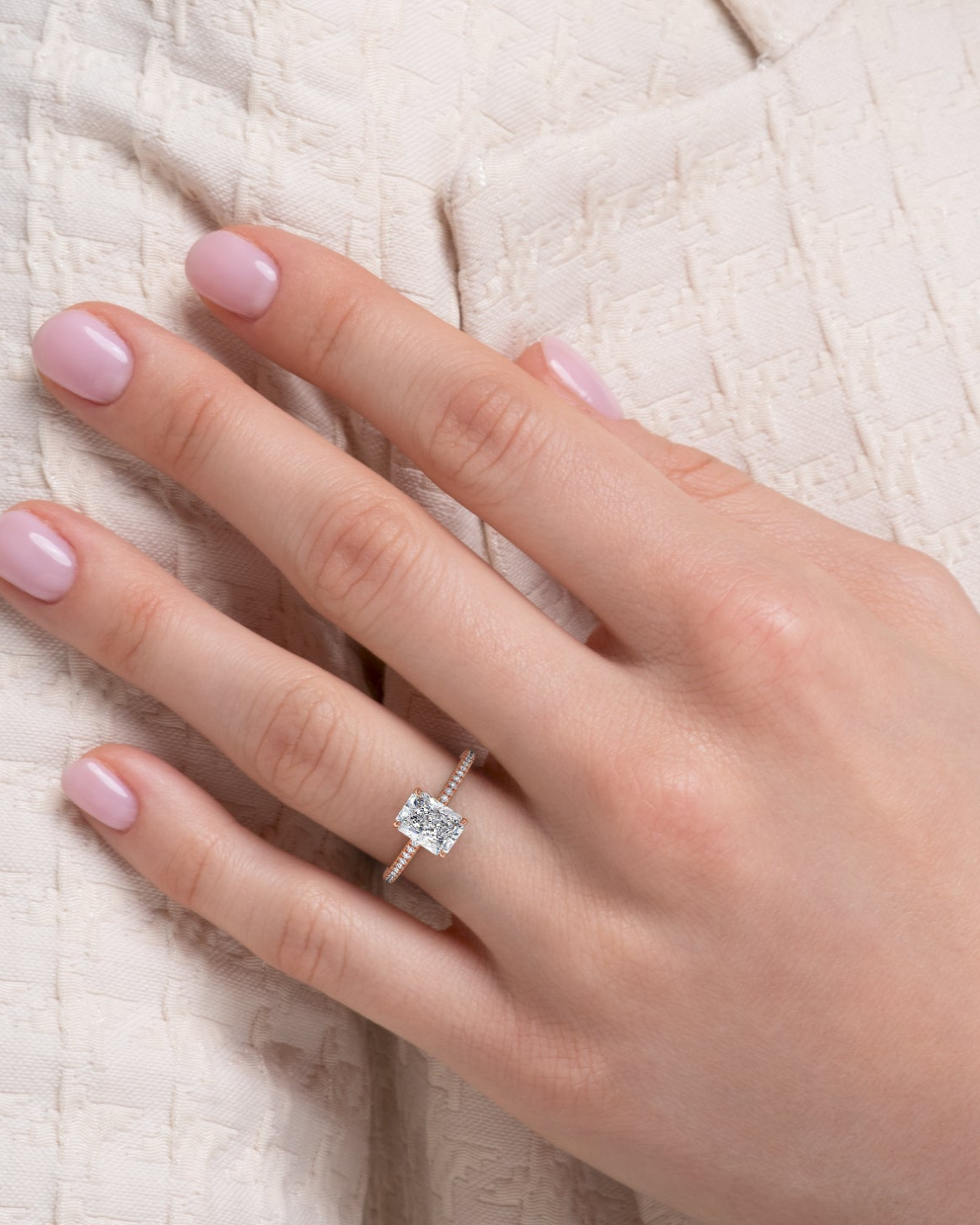 2.0 - 4.0 CT Radiant Cut CVD Diamond Pave Engagement Ring