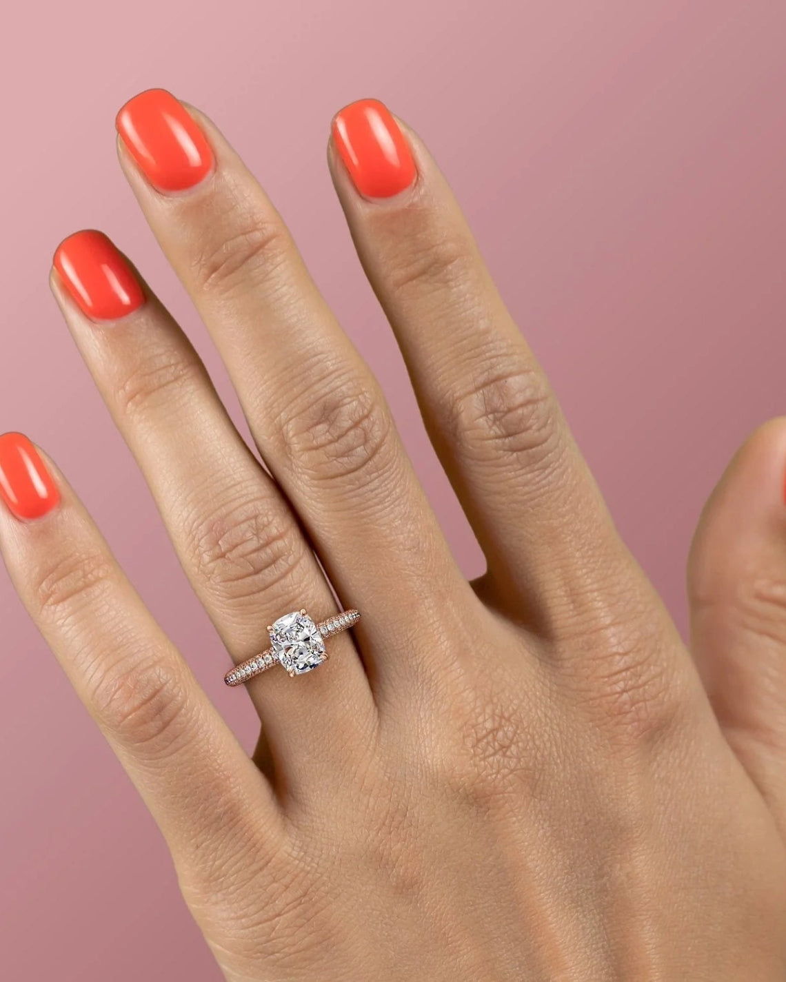 2.0 - 4.0 CT Elongated Cushion Cut Lab Grown Diamond Hidden Halo & Pave Style Engagement Ring