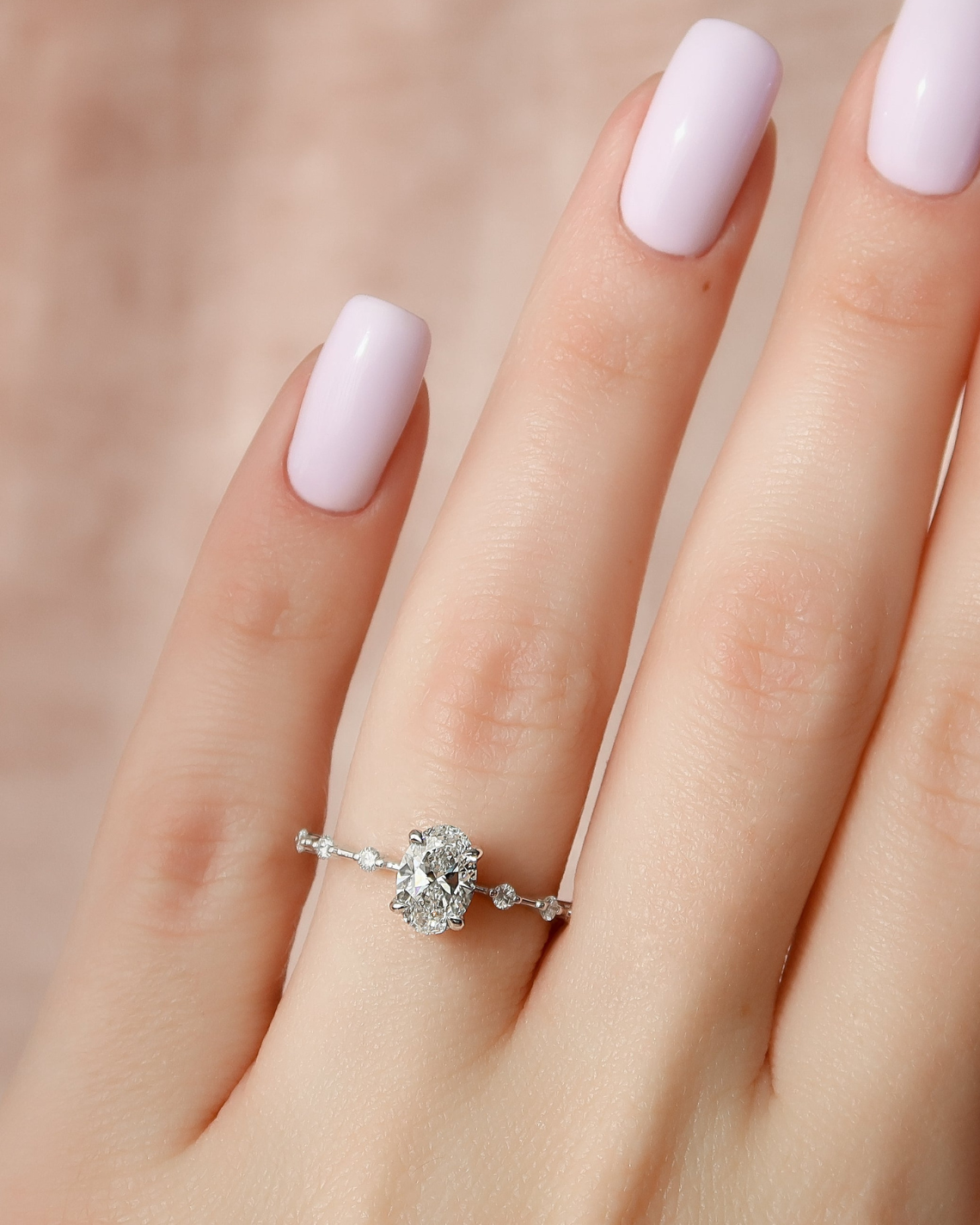 2.0 - 4.0 CT Oval Cut CVD Diamond Dainty Engagement Ring