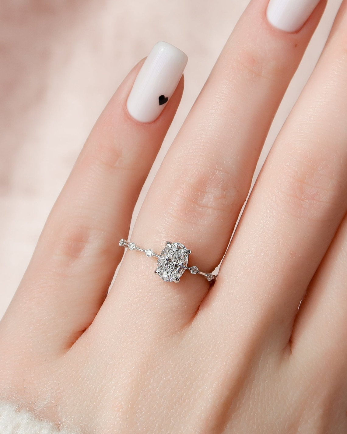 2.0 -4.0 CT Oval Cut Lab Grown Diamond Dainty Engagement Ring