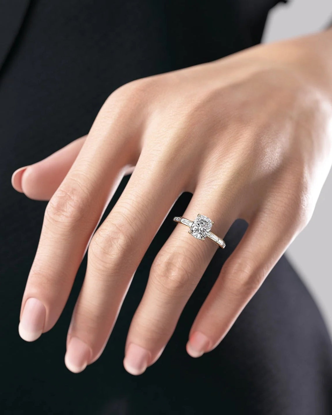 2.0 - 4.0 CT Elongated Cushion Cut CVD Diamond Hidden Halo & Pave Engagement Ring