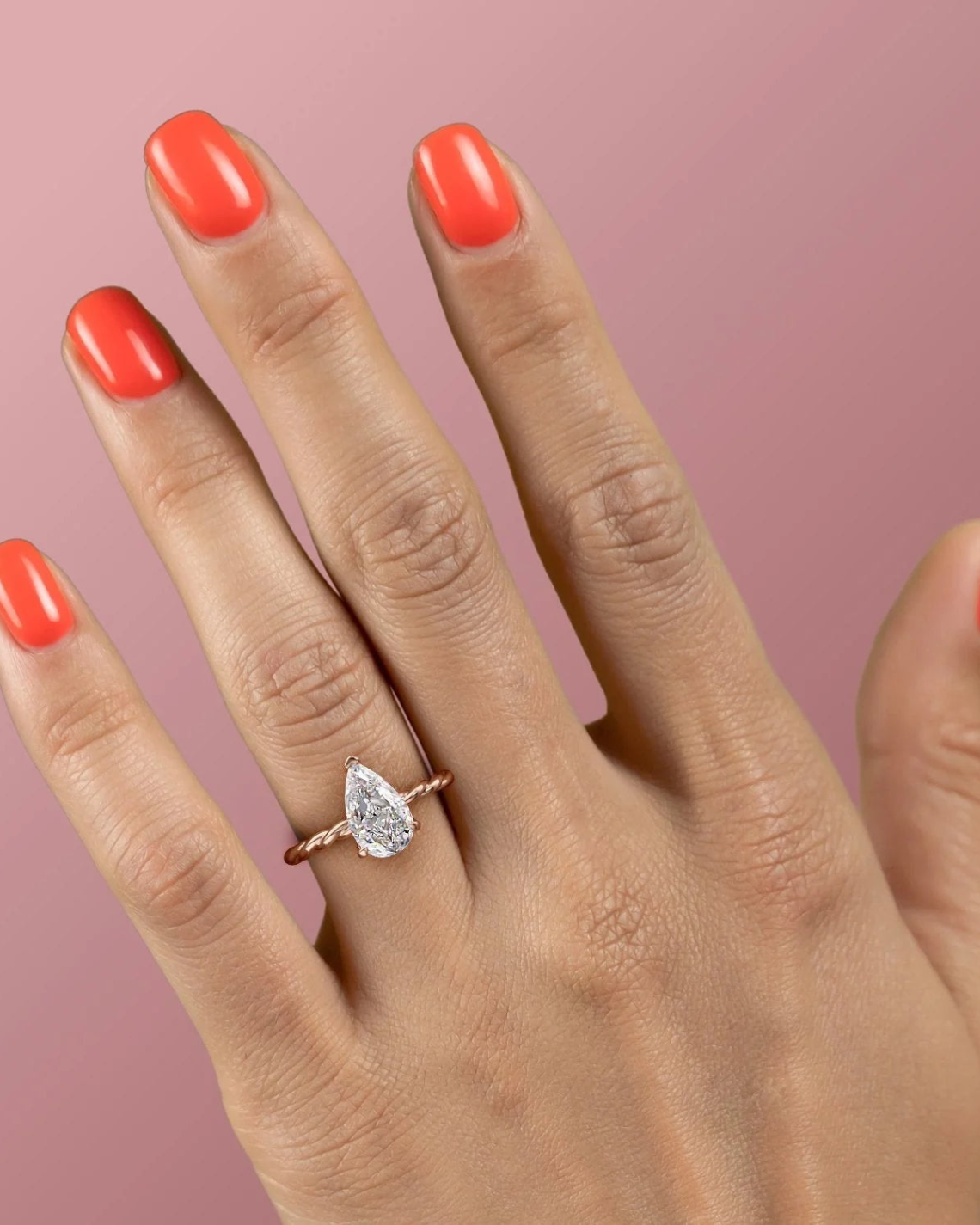1.0- 3.0 CT Pear Cut Lab Grown Diamond Hidden Halo Engagement Ring