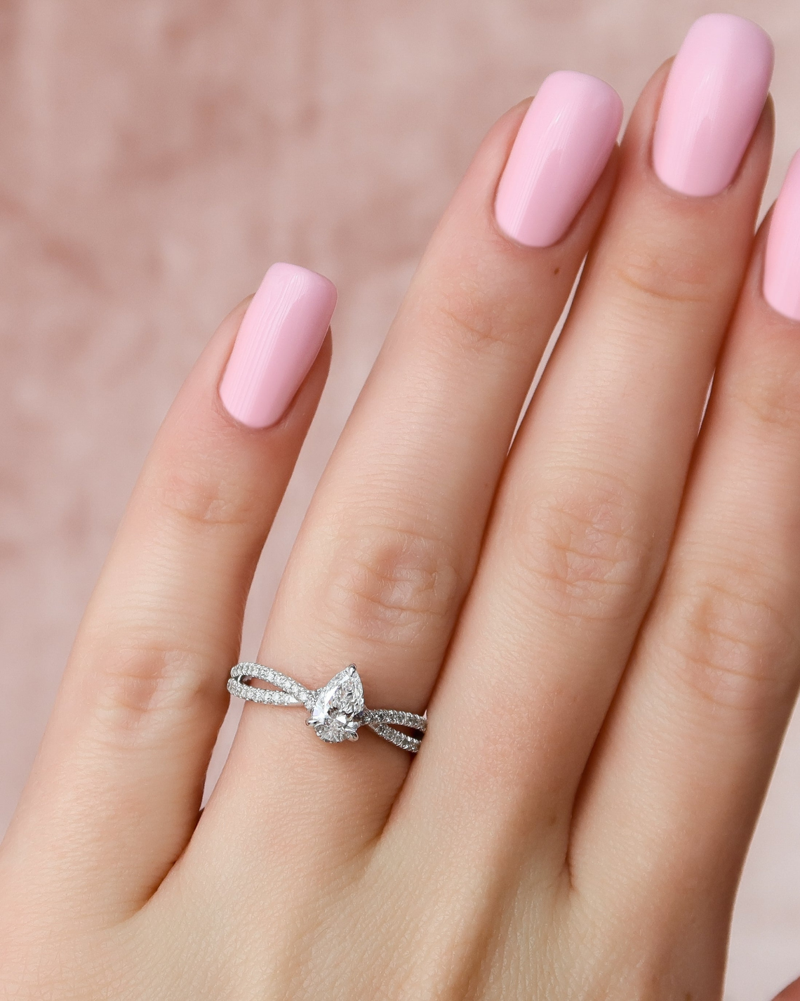 1.0 - 3.0 CT Pear Cut Lab Grown Diamond Twisted Setting Engagement Ring