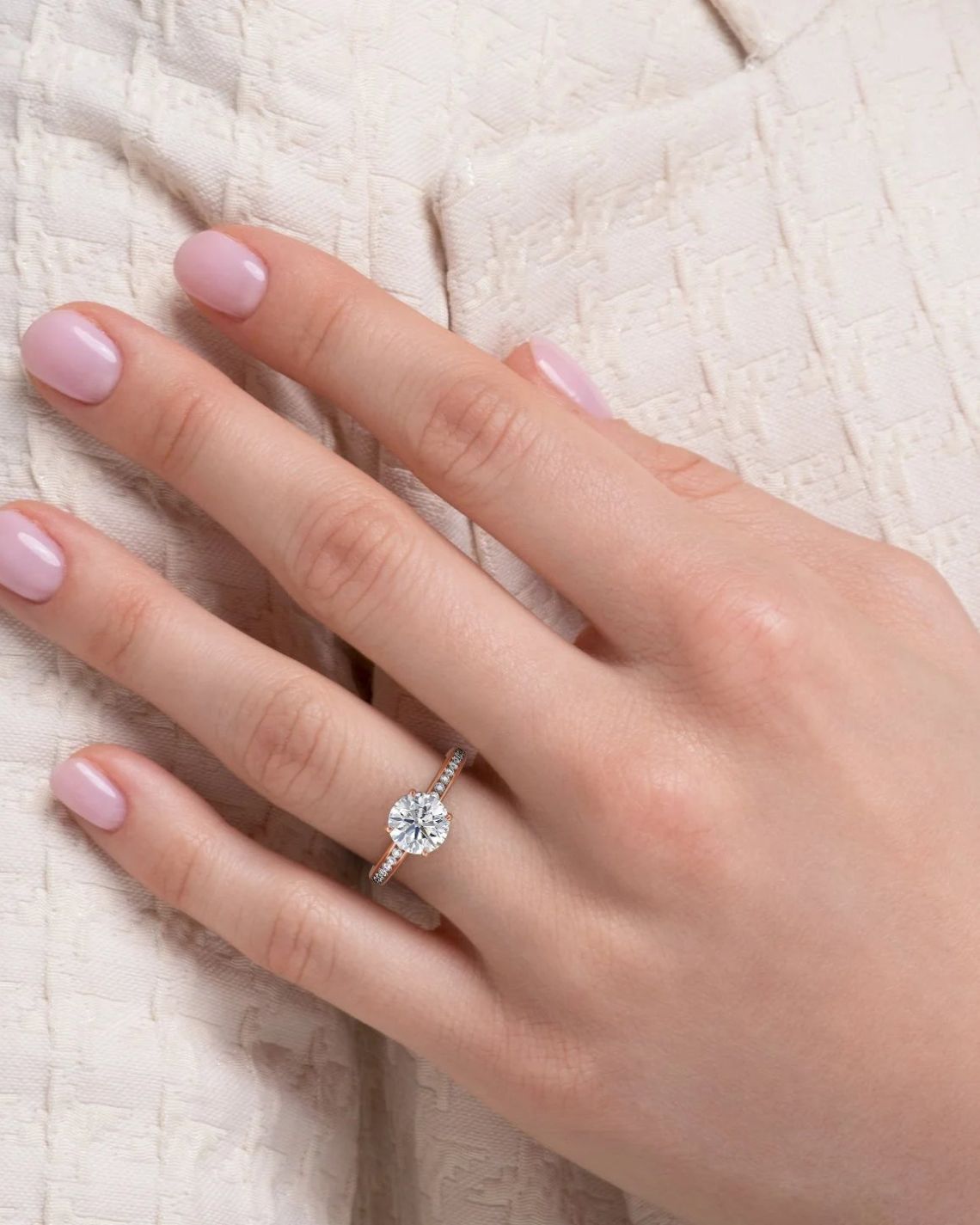 2.0 - 4.0 CT Round Cut CVD Diamond Pave Engagement Ring