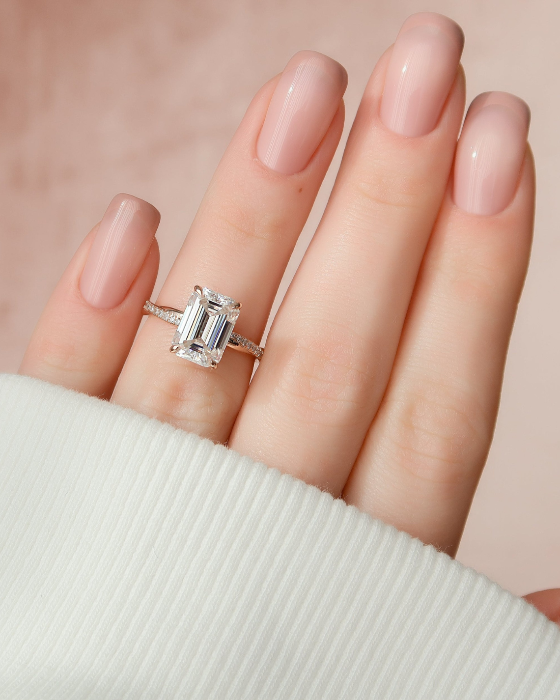 2.0 - 4.0 CT Emerald Cut Lab Grown Diamond twisted Engagement Ring