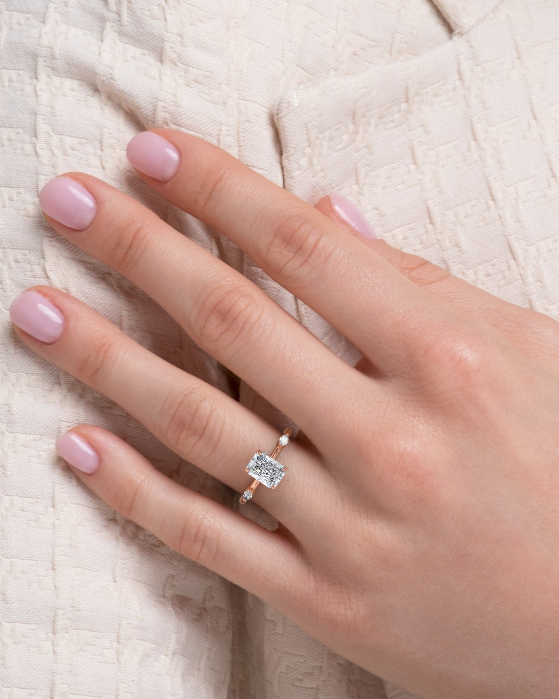 2.0 - 4.0  CT Radiant Cut  Lab Grown Diamond Hidden Halo & Dainty Engagement Ring