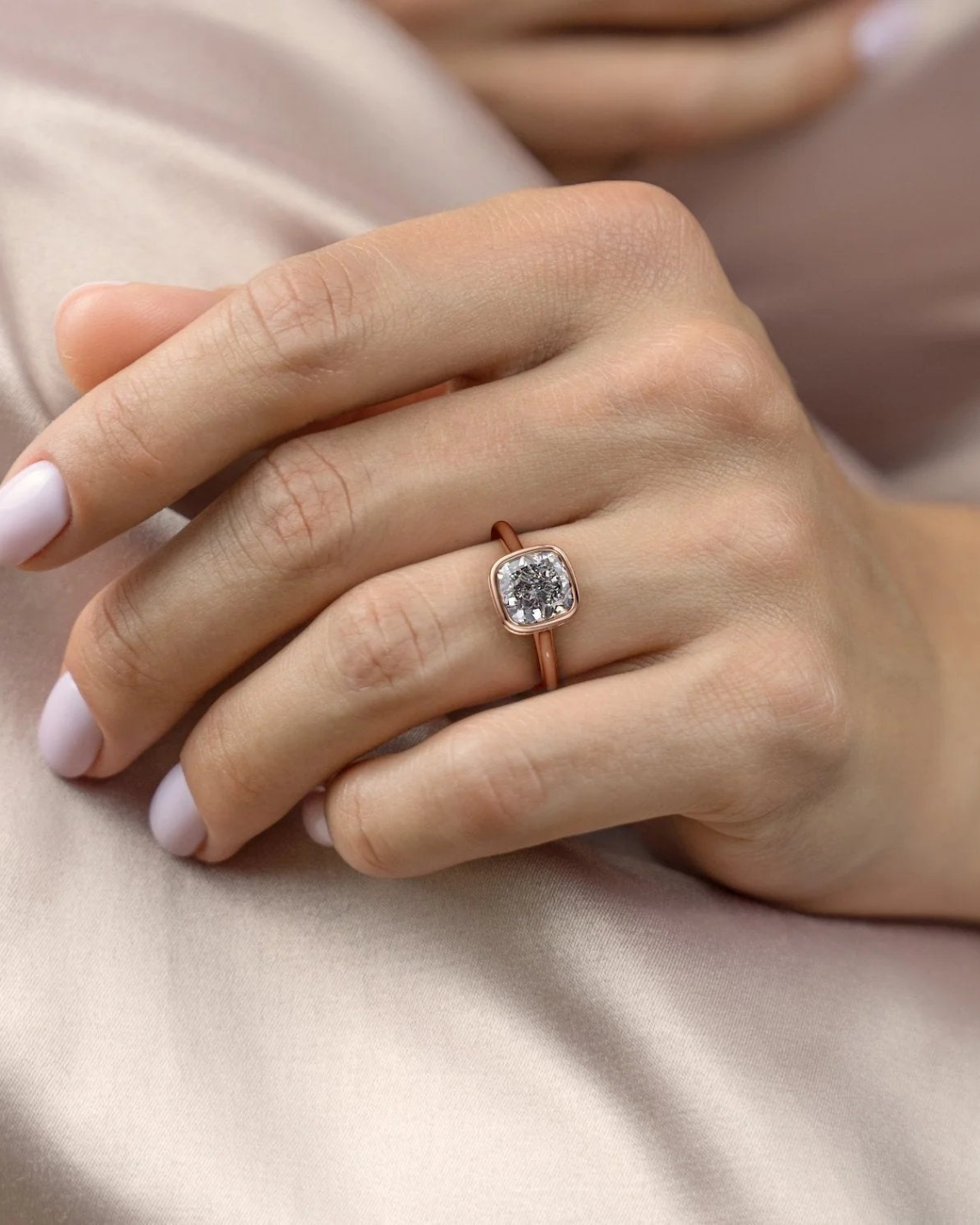 2.0 - 4.0 CT Cushion Cut  Lab Grown Diamond Hidden Halo Engagement Ring