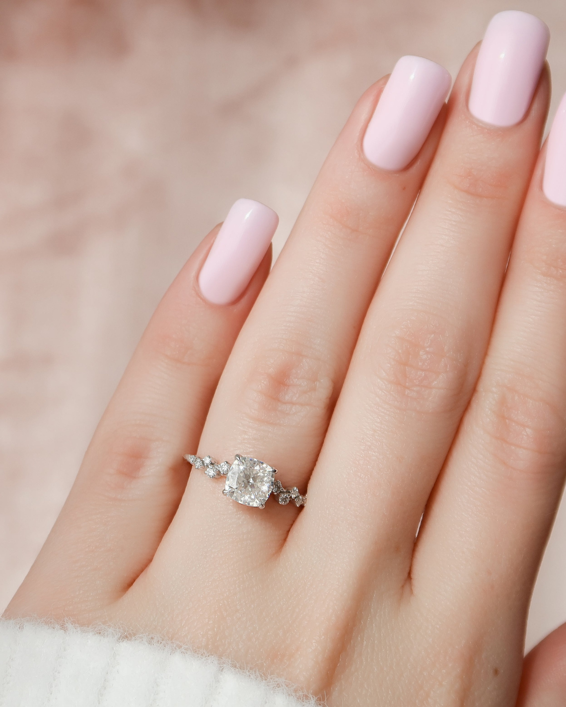 1.50 - 3.50 CT Cushion Cut  Lab Grown Diamond Cluster Engagement Ring