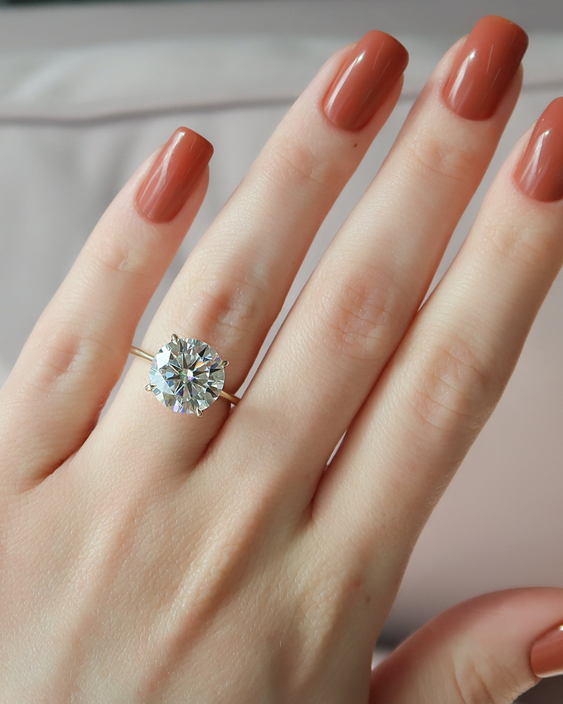 Round cut CVD diamond solitaire engagement ring in white gold setting