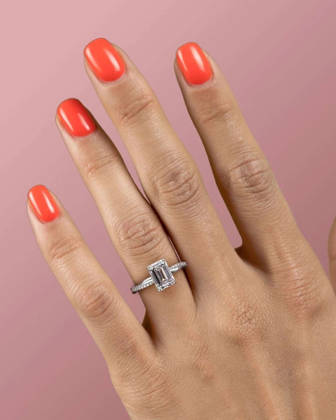 2.0 - 4.0 CT Emerald Cut Lab Grown Diamond twisted Engagement Ring