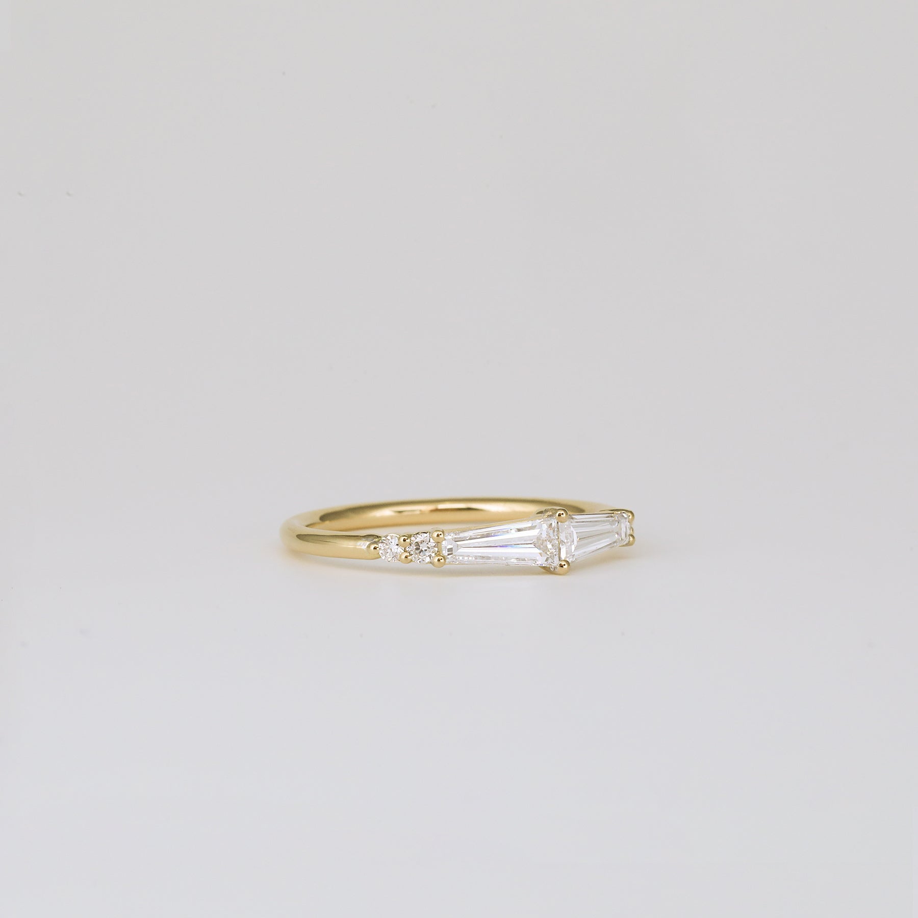 0.55 TCW Tapered Baguette & Round EF- VVS Diamond Cluster Wedding Band