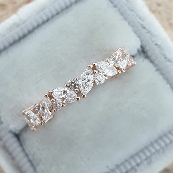 0.80 CT Marquise & Round Moissanite Diamond Alternative Stone Wedding Band - Camila Brown