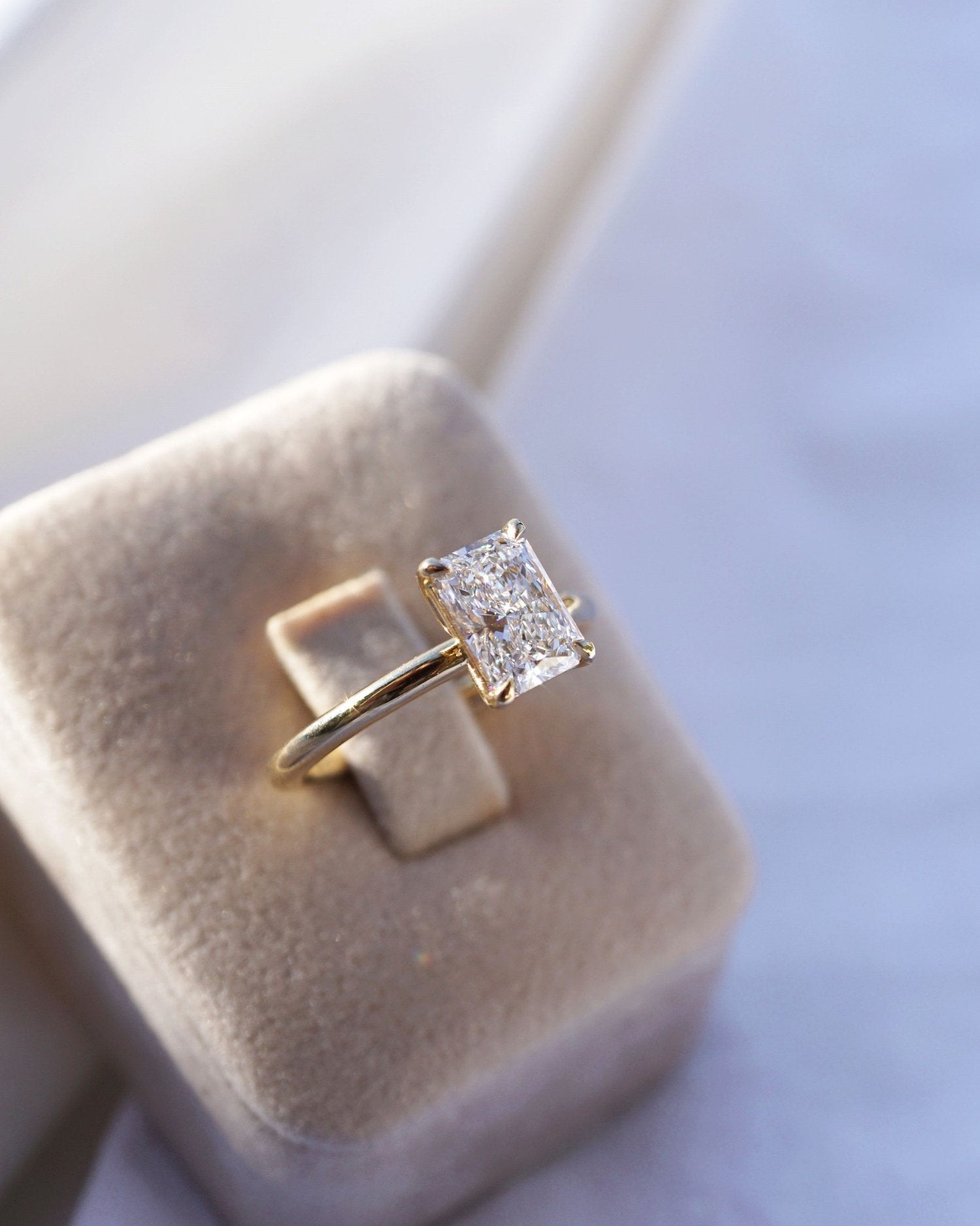 2.0 -4.0 CT Radiant Lab Grown Diamond Solitaire Engagement Ring