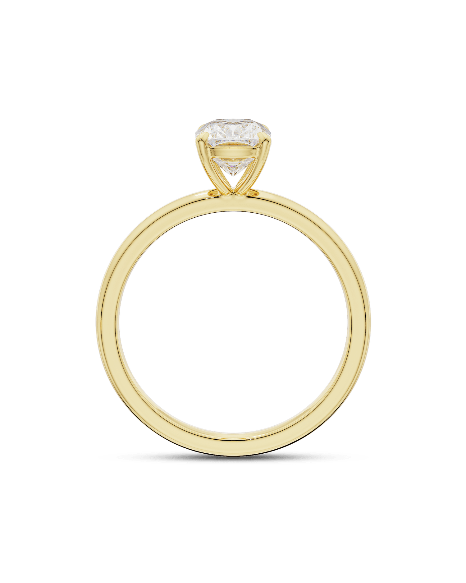 Cushion cut solitaire engagement ring with 2.5–4.5 CT lab grown CVD diamond set in a sleek, elegant prong setting