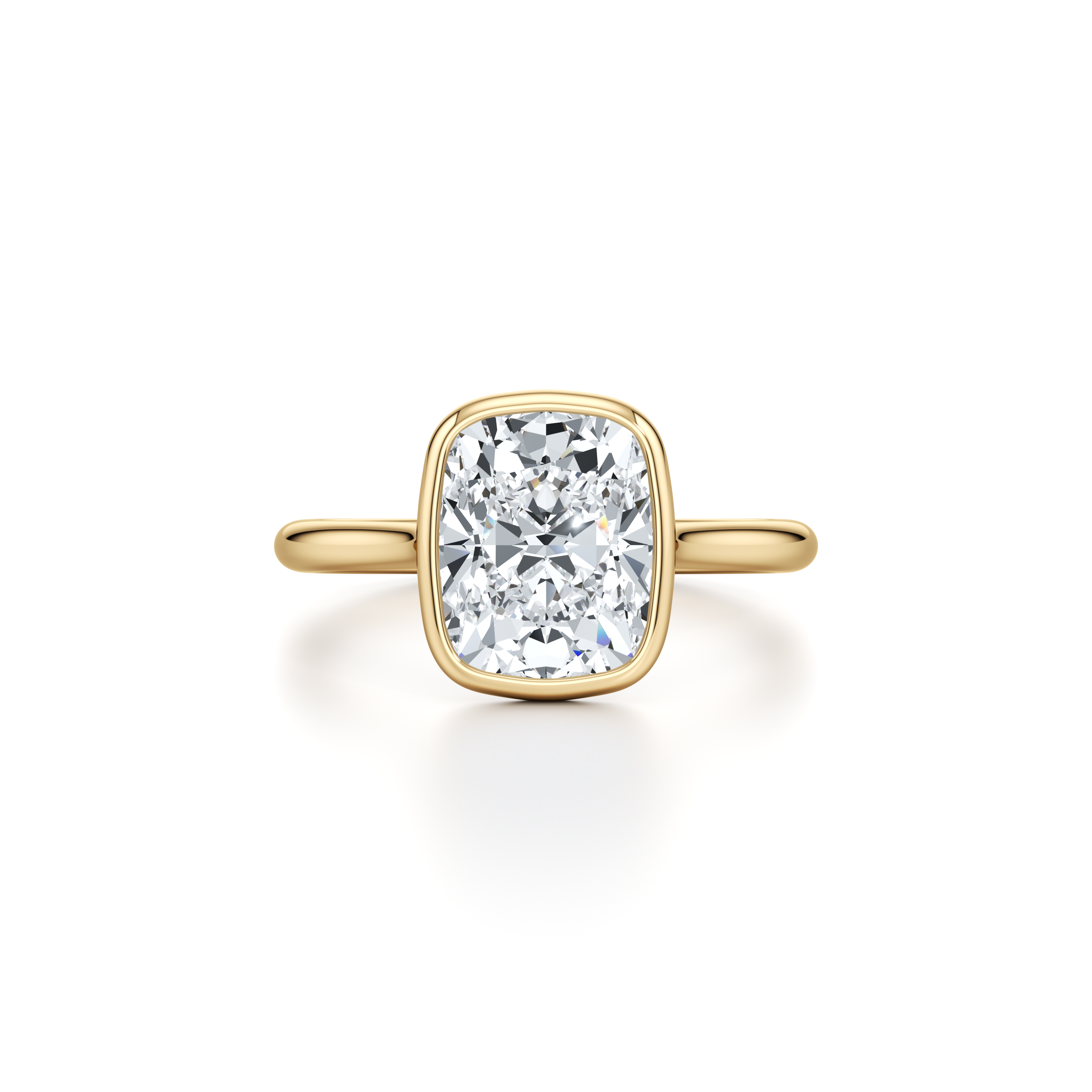 2.0 Carats Lab Grown Diamond Cushion Shape F-VS1 Bezel Solitaire Engagement Ring - Camila Brown