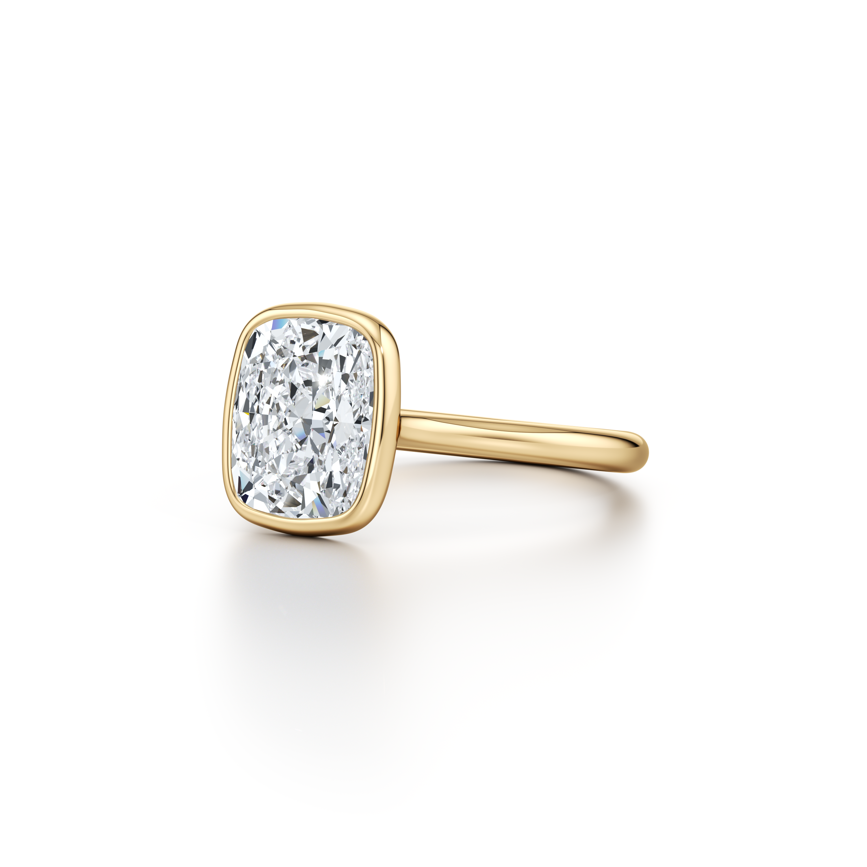 2.0 Carats Lab Grown Diamond Cushion Shape F-VS1 Bezel Solitaire Engagement Ring - Camila Brown