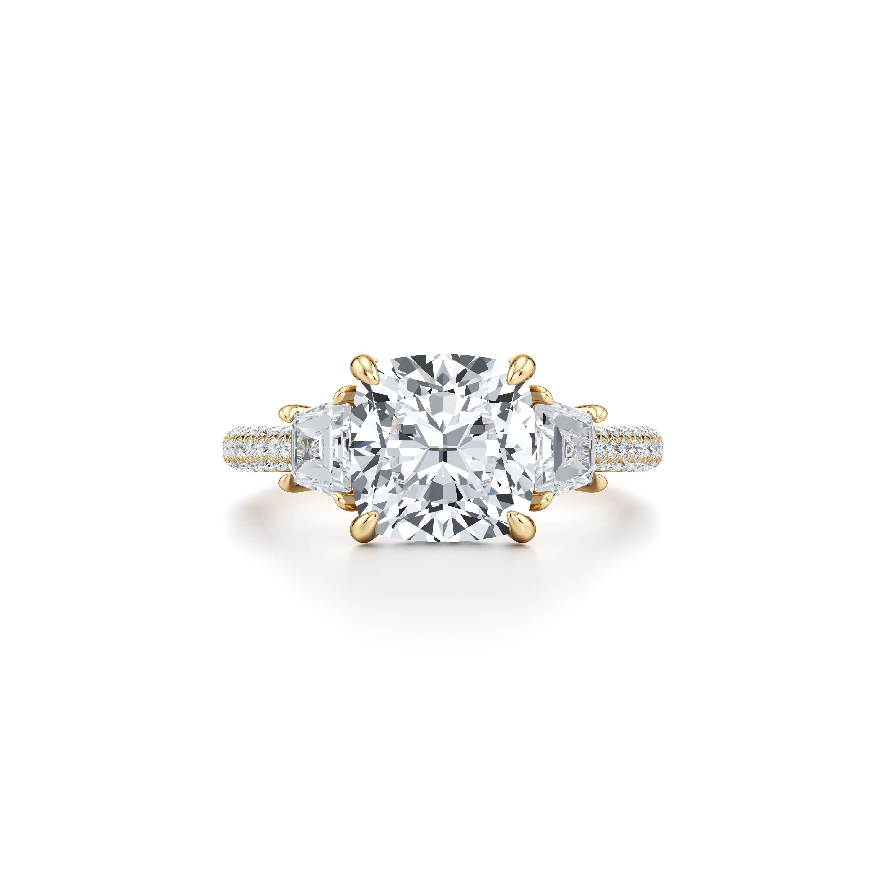 2.0 Carats Lab Grown Diamond Cushion Shape F-VS1 Three Stones Triple Pave Engagement Ring - Camila Brown