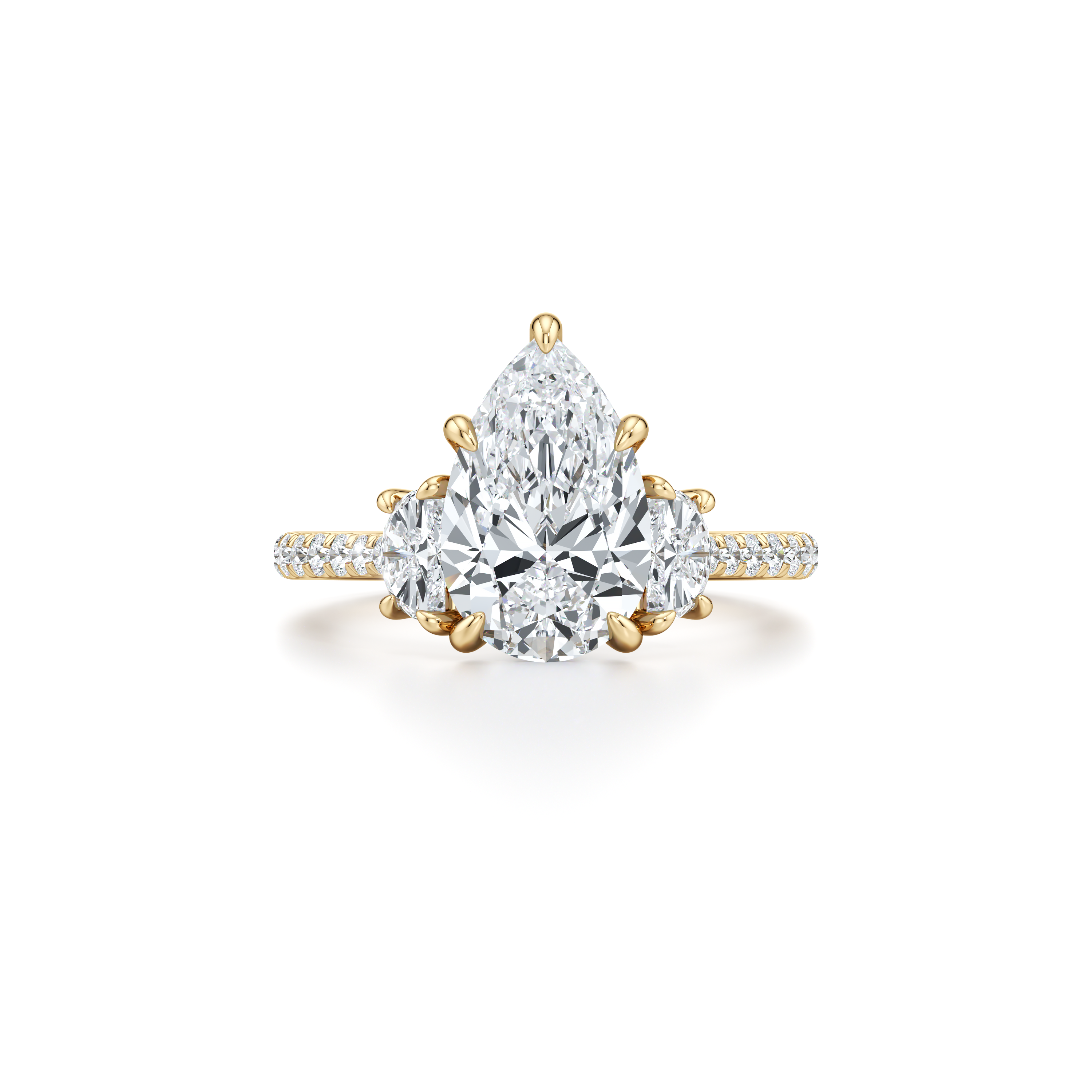 2.0 Carats Lab Grown Diamond Pear Shape F-VS1 Three Stones & Hidden Halo Engagement Ring - Camila Brown