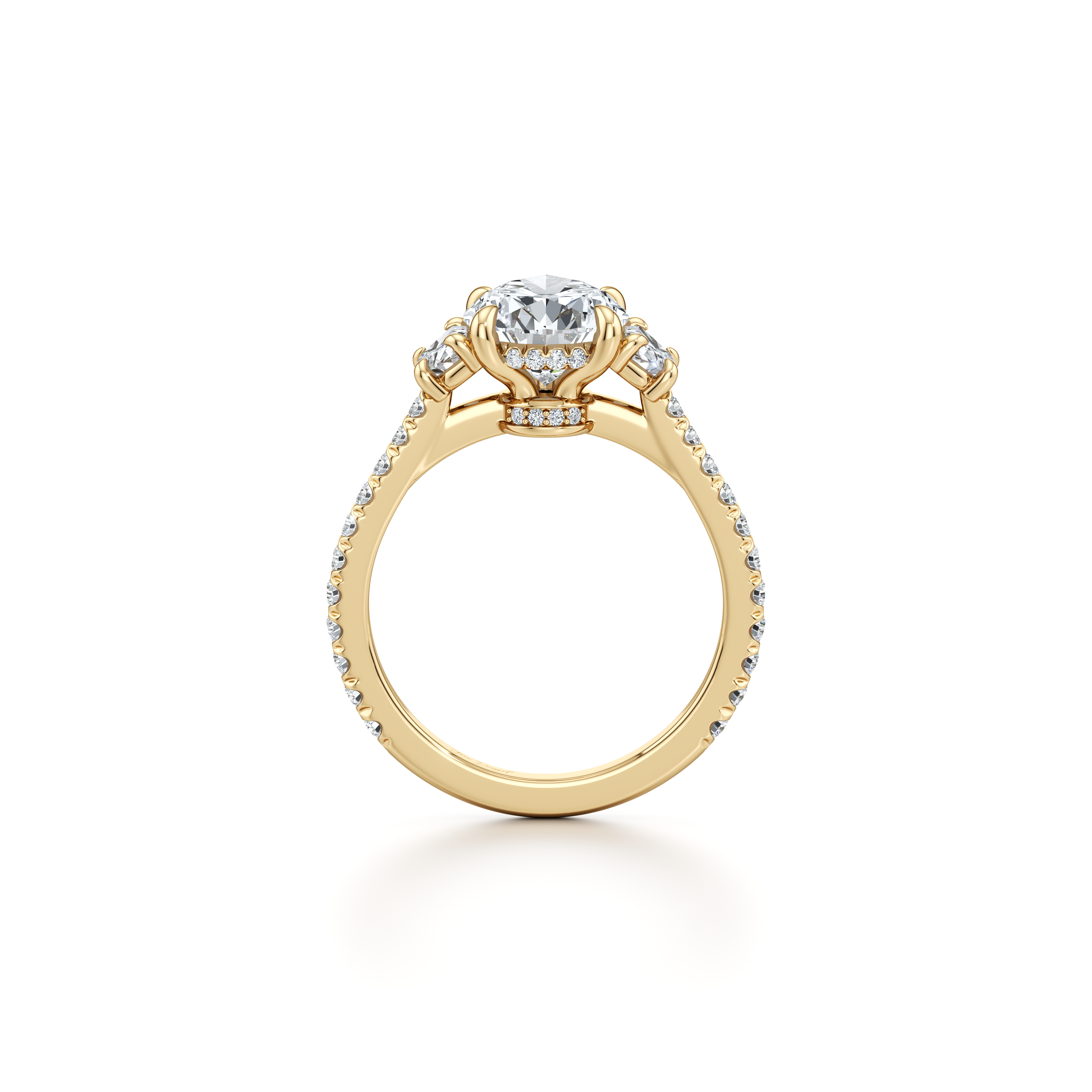 2.0 Carats Lab Grown Diamond Pear Shape F-VS1 Three Stones & Hidden Halo Engagement Ring - Camila Brown