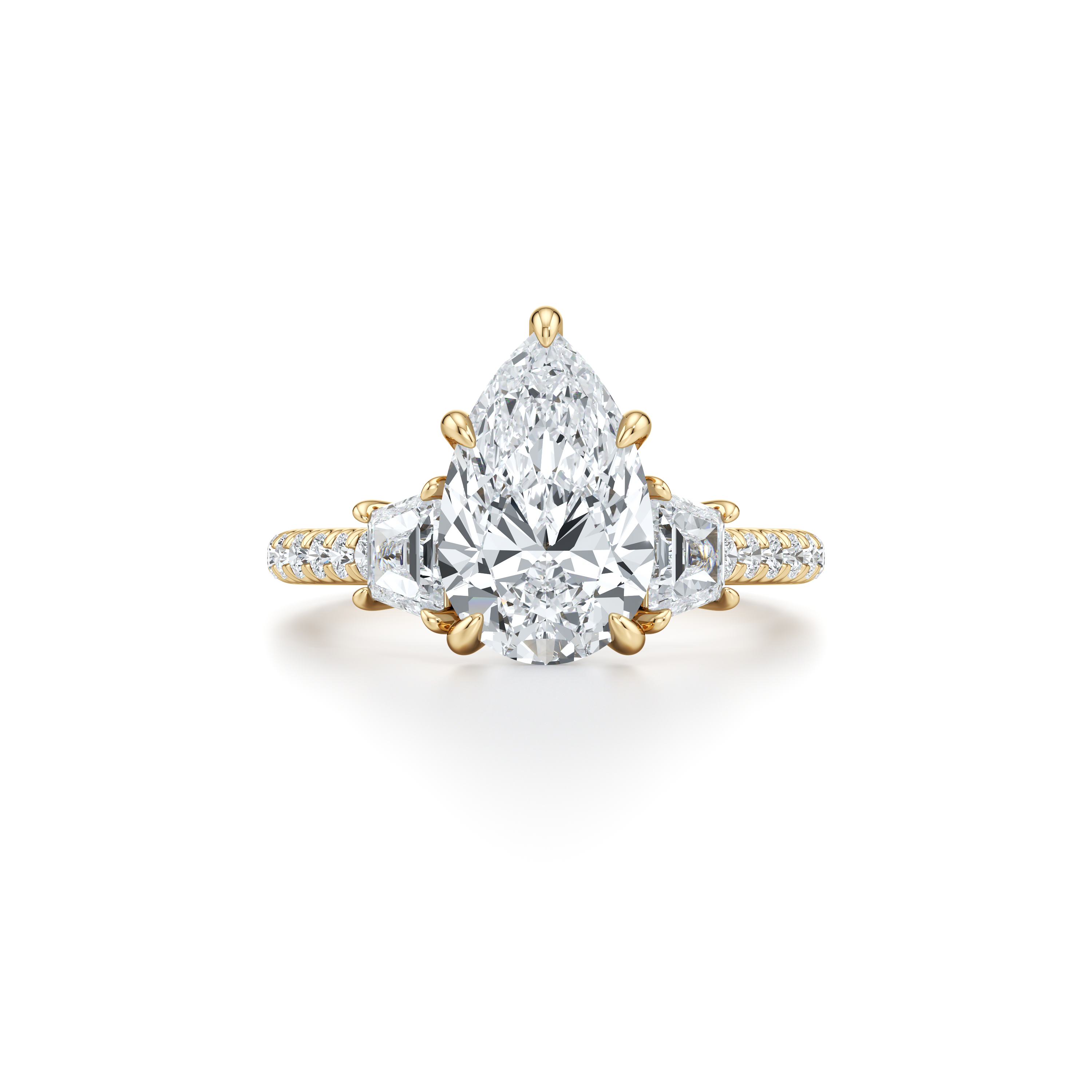 2.0 Carats Lab Grown Diamond Pear Shape F-VS1 Three Stones & Hidden Halo Engagement Ring - Camila Brown