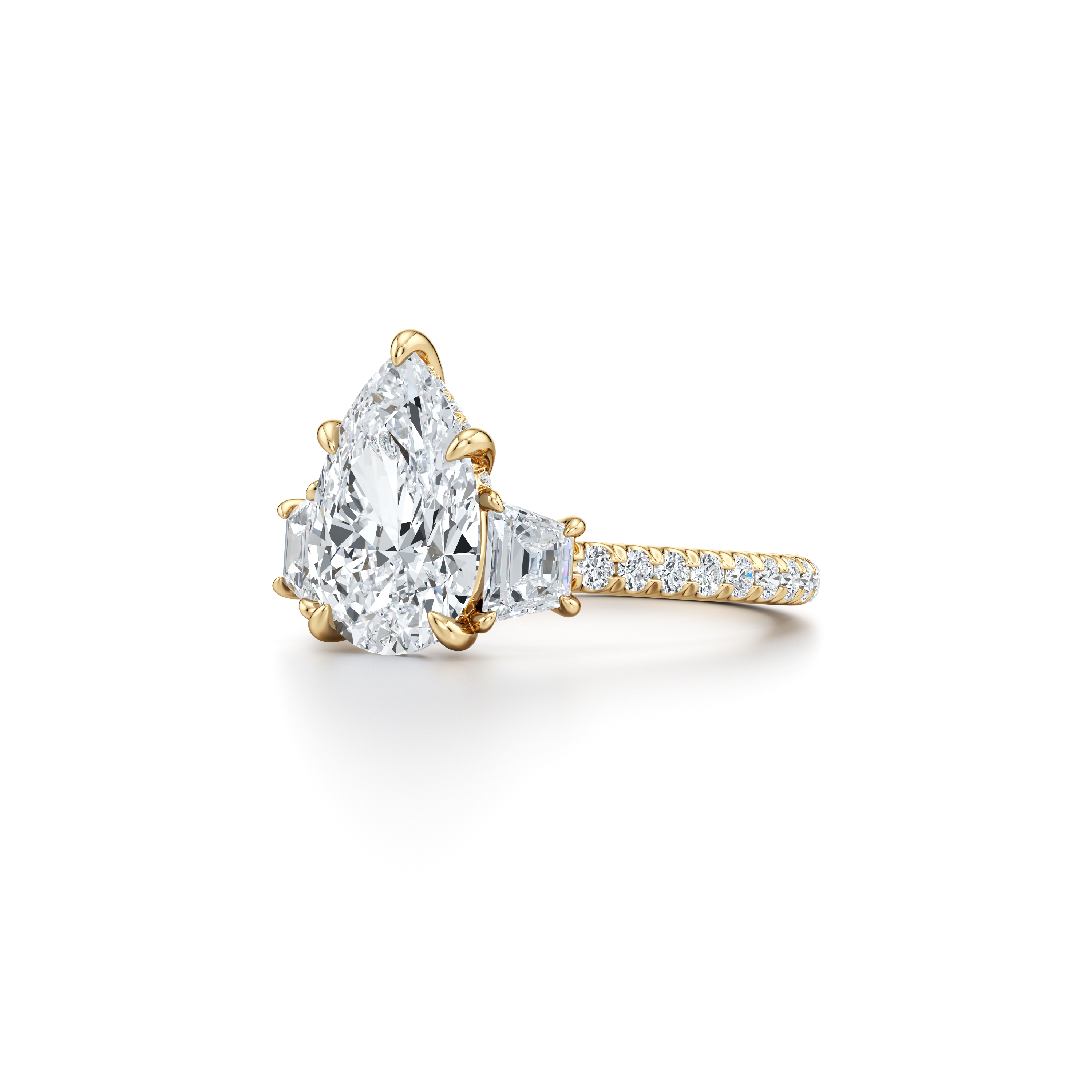 2.0 Carats Lab Grown Diamond Pear Shape F-VS1 Three Stones & Hidden Halo Engagement Ring - Camila Brown