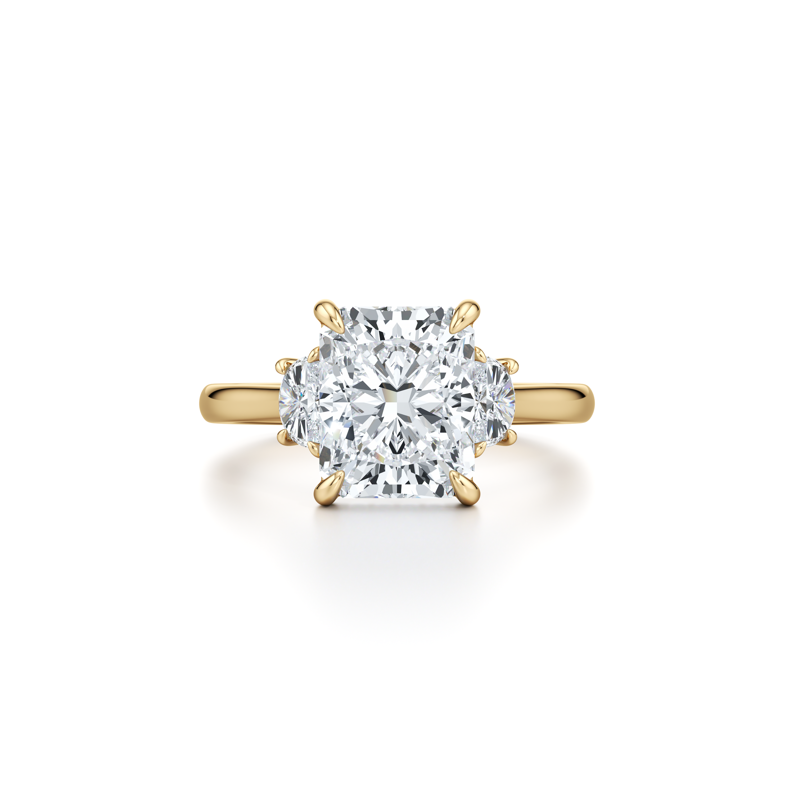 2.0 Carats Lab Grown Diamond Radiant Shape F-VS1 Three Stones & Hidden Halo Engagement Ring - Camila Brown