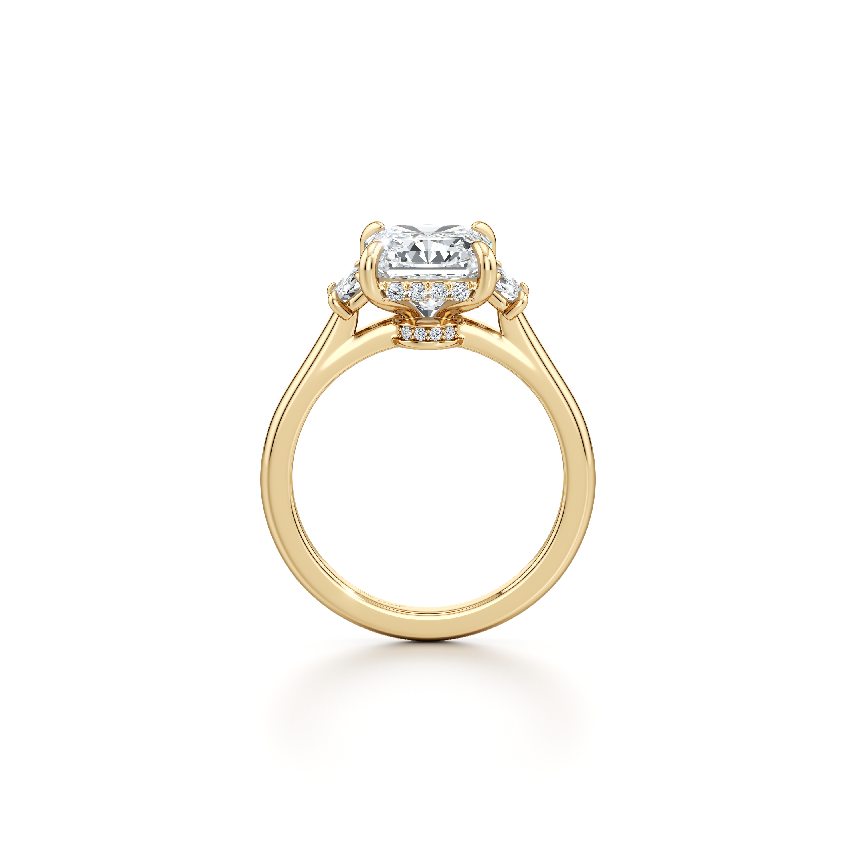 2.0 Carats Lab Grown Diamond Radiant Shape F-VS1 Three Stones & Hidden Halo Engagement Ring - Camila Brown