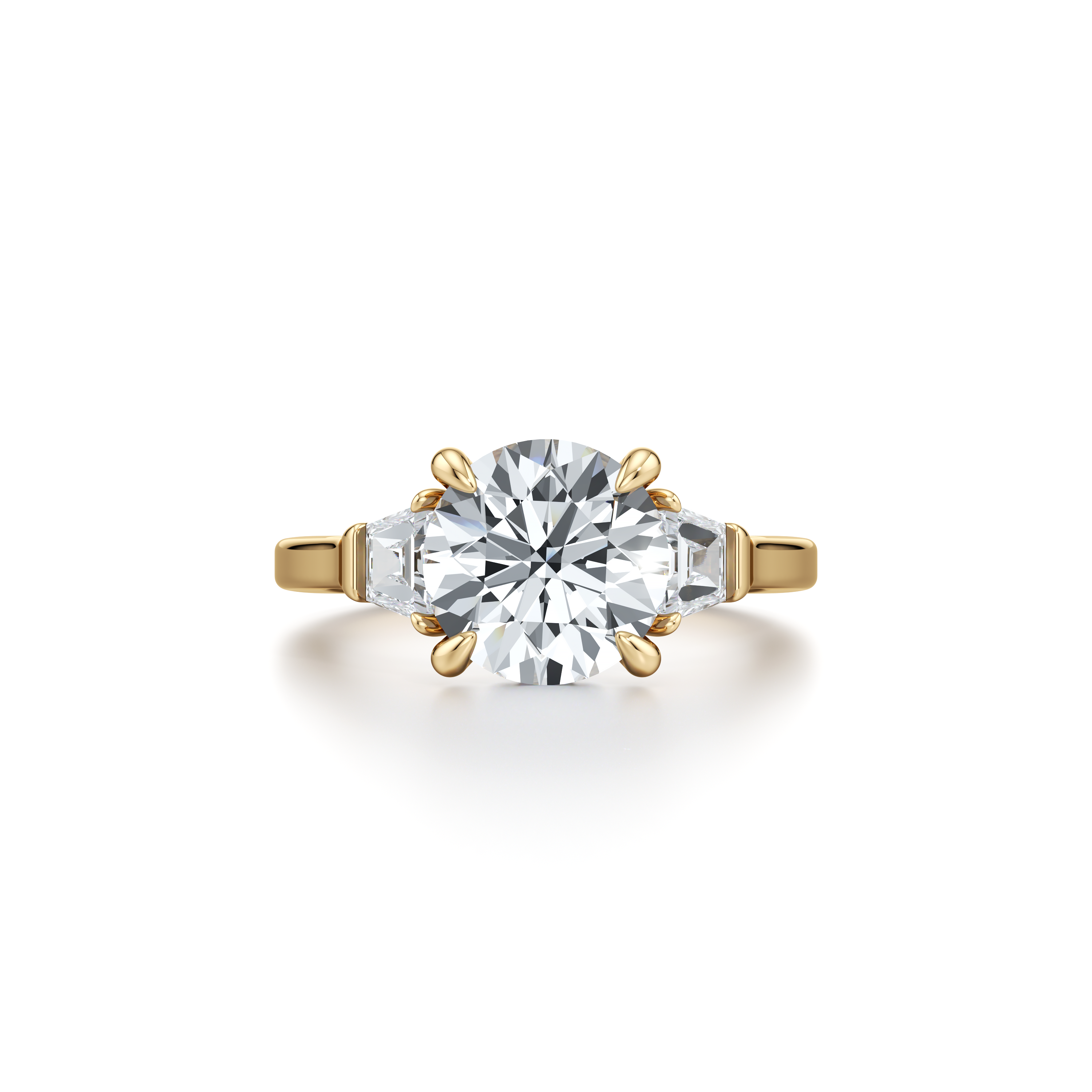 1.50 Carats Lab Grown Diamond Round Shape F-VS1 Three Stones & Hidden Halo Engagement Ring - Camila Brown